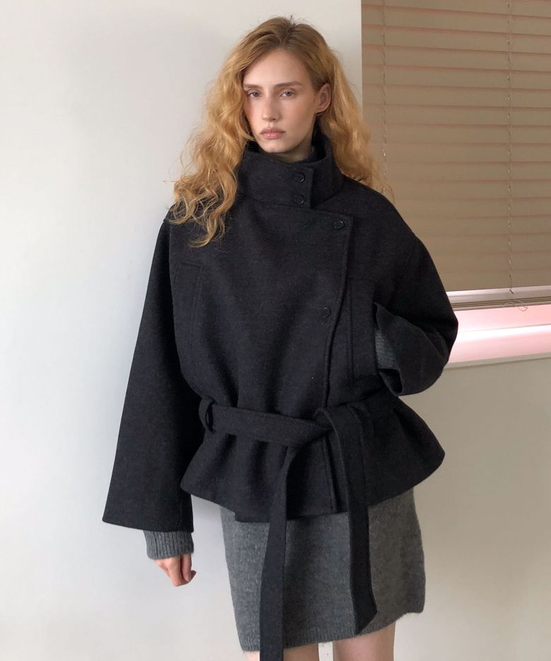 Moor wool half coat (charcoal)