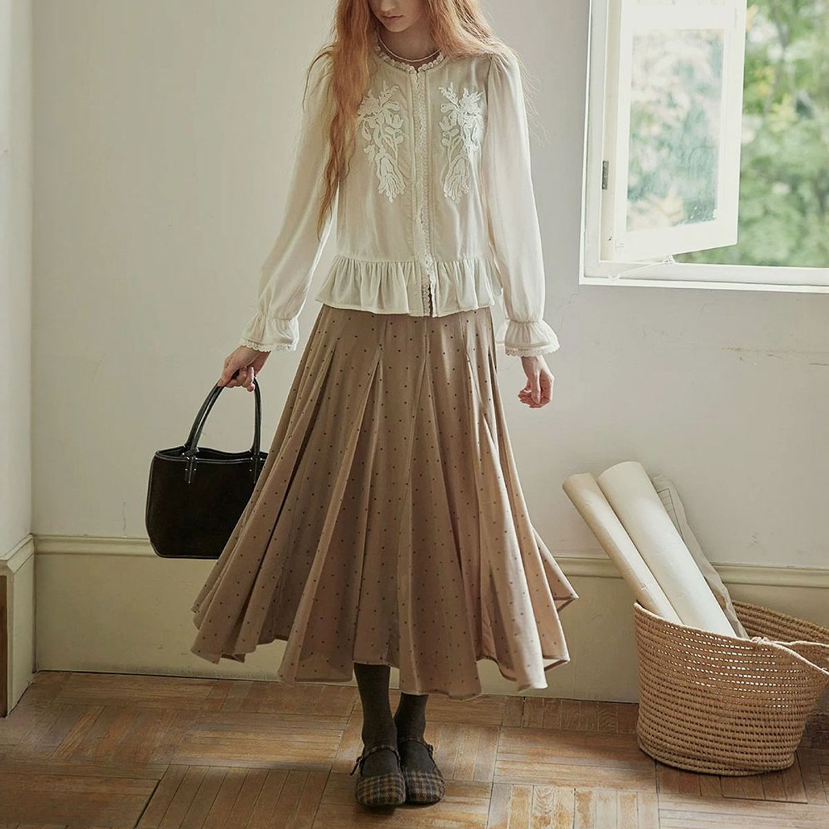 프라우드 마리(PROUD MARY) PM_Gentle dot midi skirt