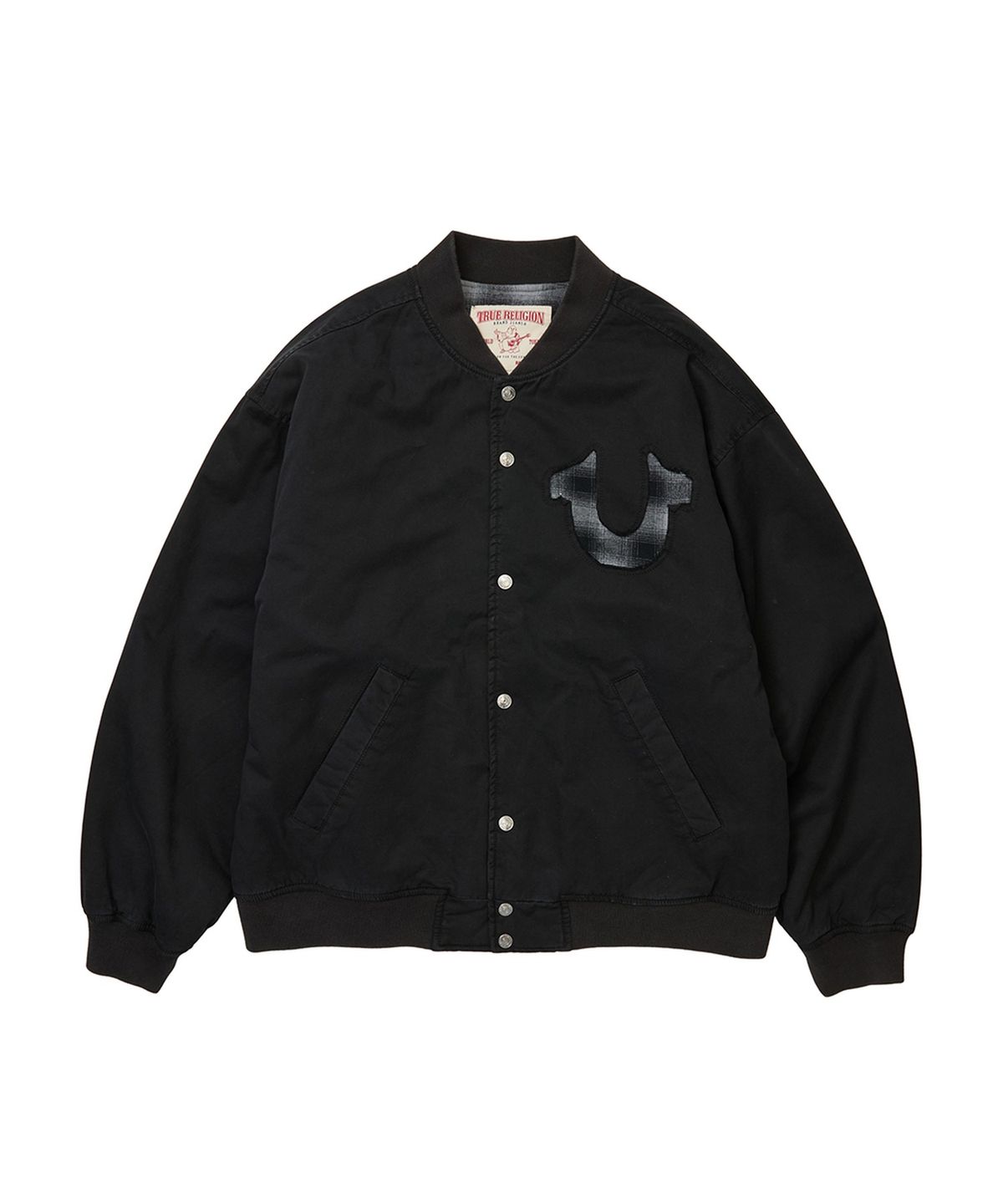 트루릴리젼(TRUERELIGION) Glorious Big Horseshoe Varsity Jacket - BLACK