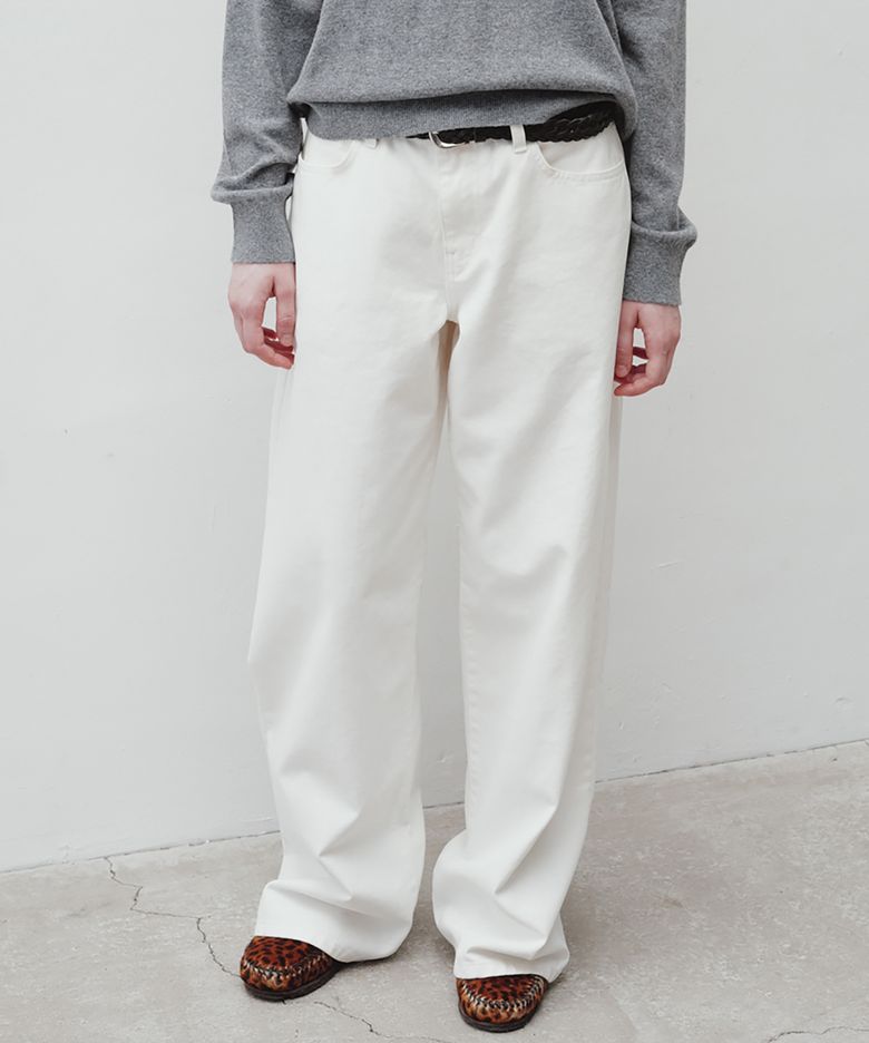 peach-finish washed loose-fit pants (ivory)