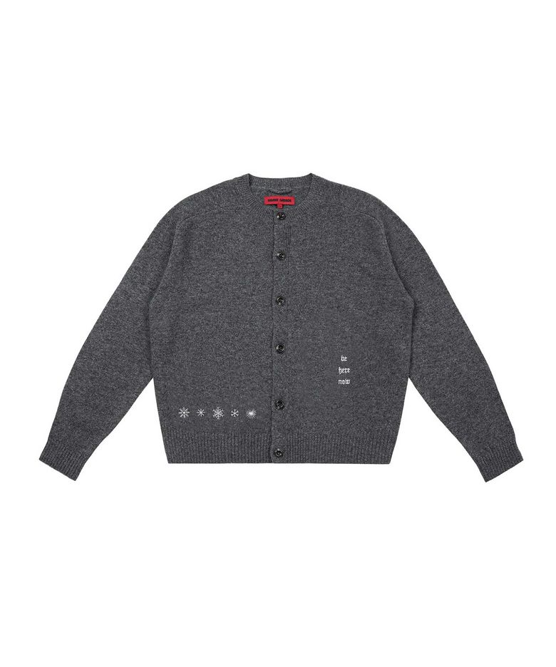 INSANE WOOL ROUND KNIT CARDIGAN_CHARCOAL