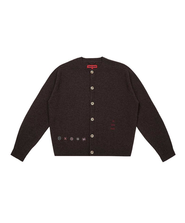 INSANE WOOL ROUND KNIT CARDIGAN_BROWN