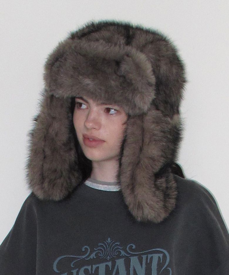 FAUX FUR TRAPPER HAT - BROWN