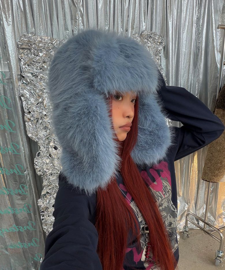 HEAVY FUR AVIATOR HAT - BLUE