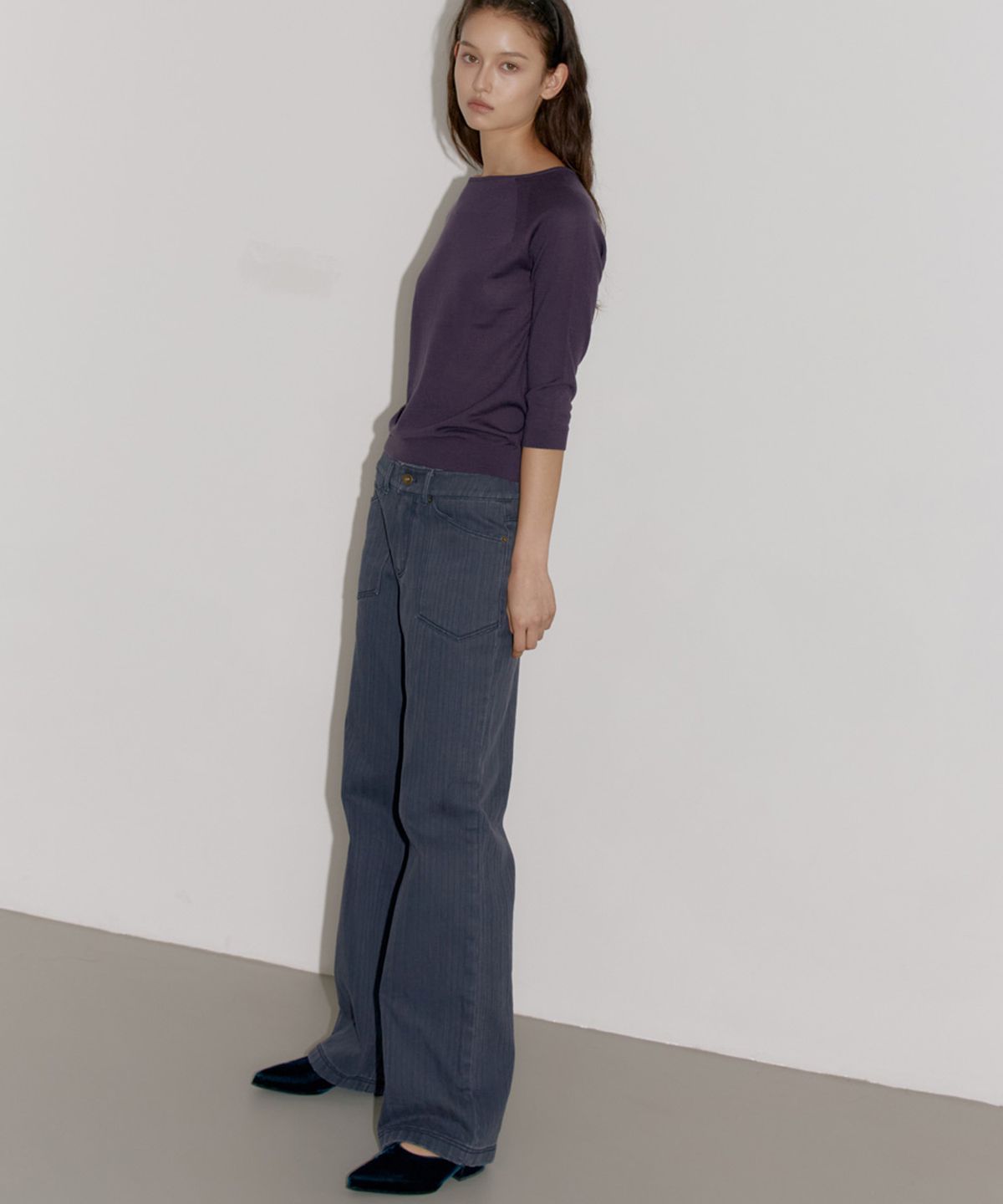 닌닛(NINNIT) [2nd] Herringbone outpocket pants (ASH BLUE)