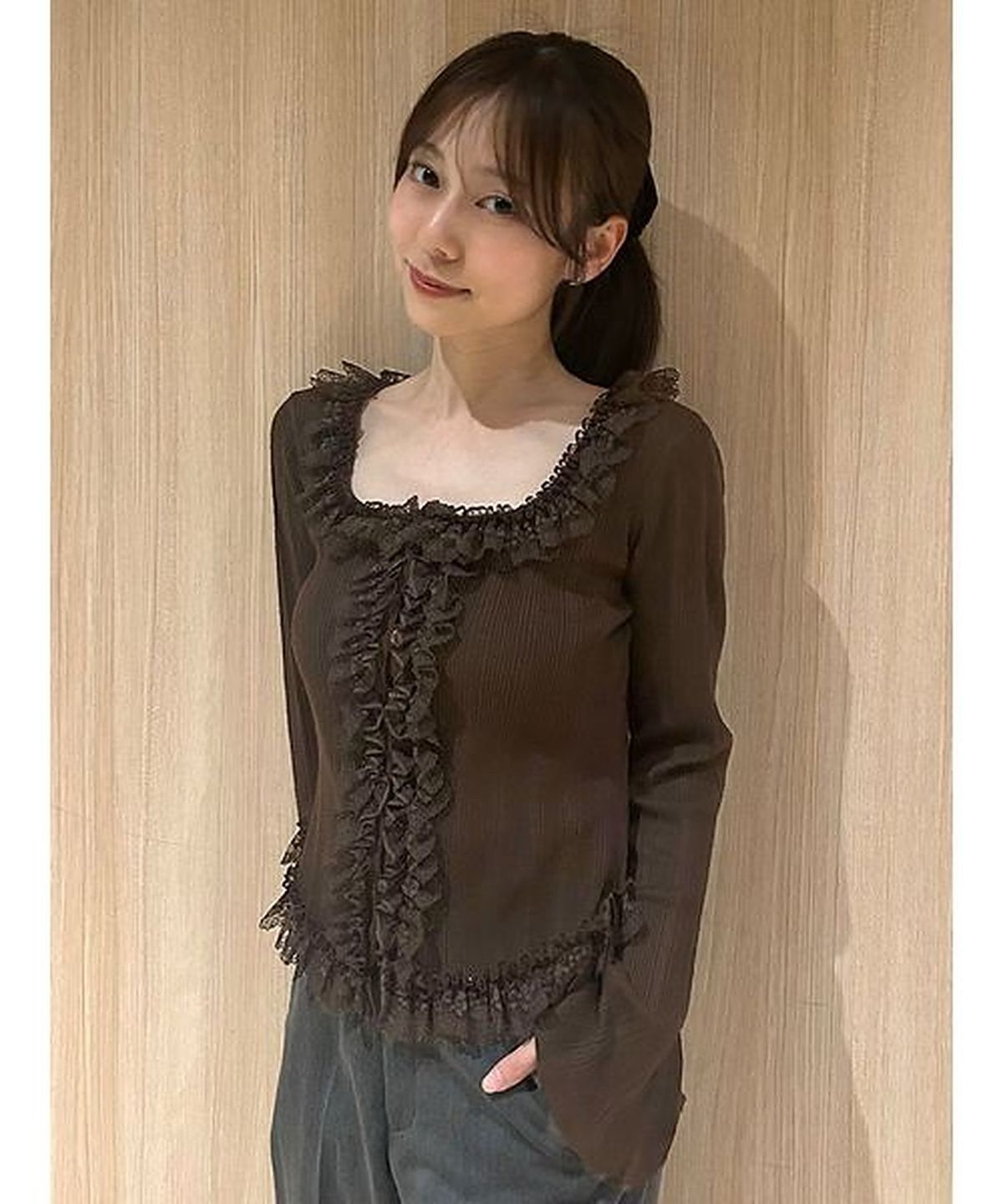 스나이델(SNIDEL) Frill Knit Pullover
