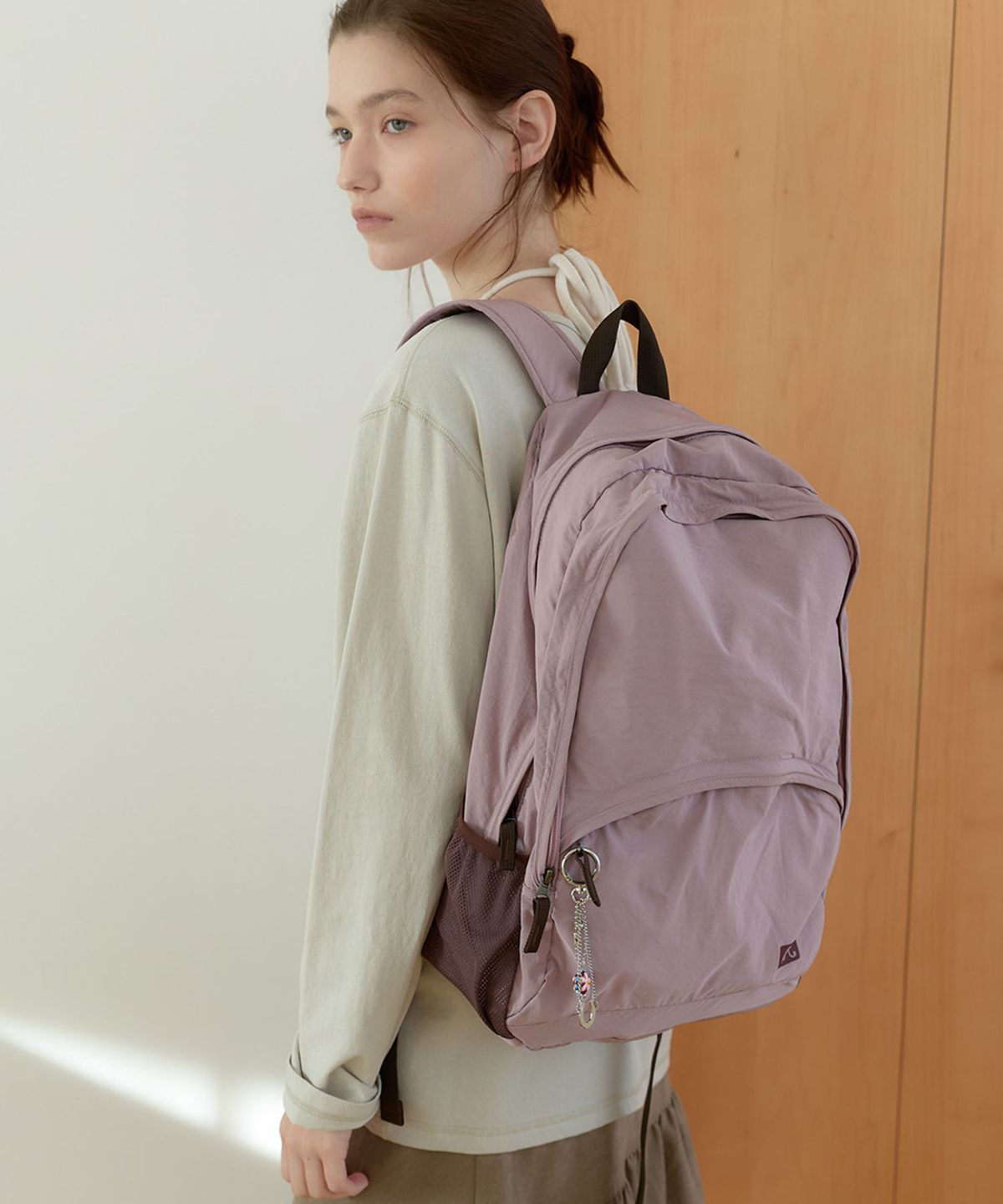 아우로(OURO) CLASSIC NYLON BACKPACK [ PINK ]