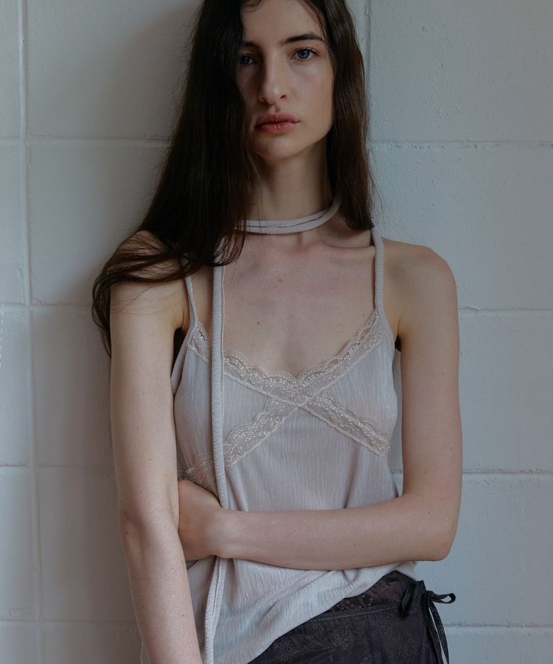 Velvet Lace Tie Camisole_3 Color