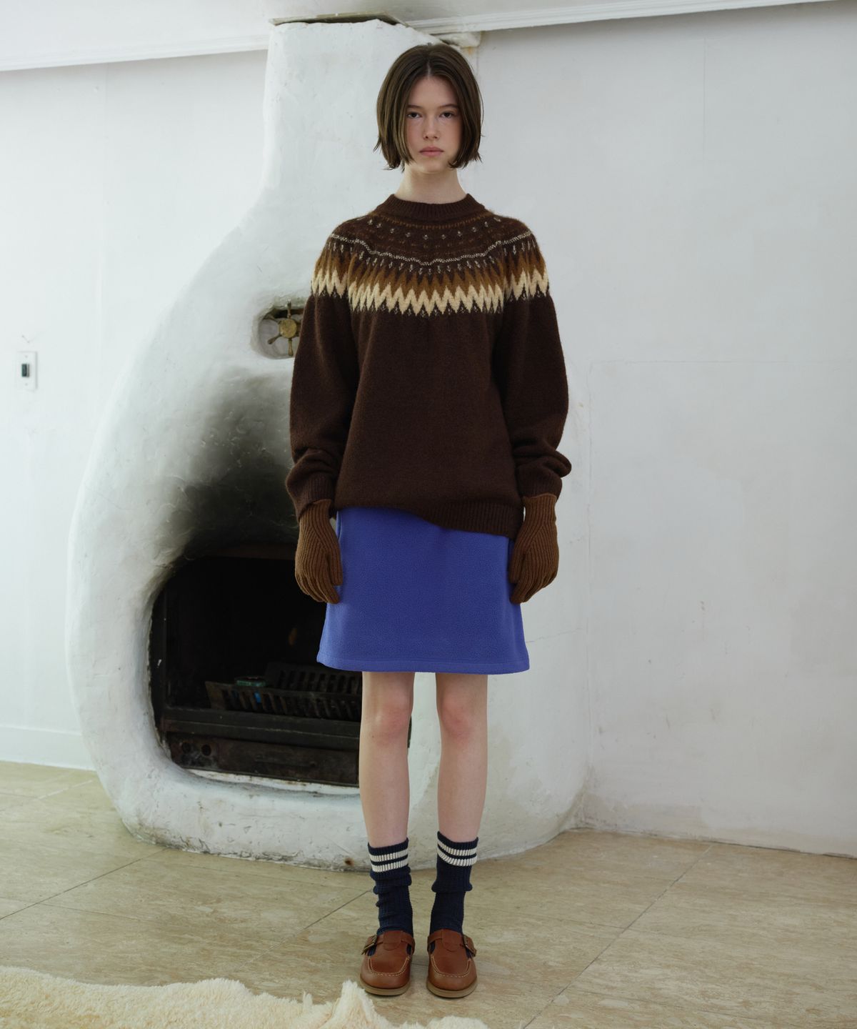 프리터(FRITUR) Arc Fleece Mini Skirt Blue_F263SK10