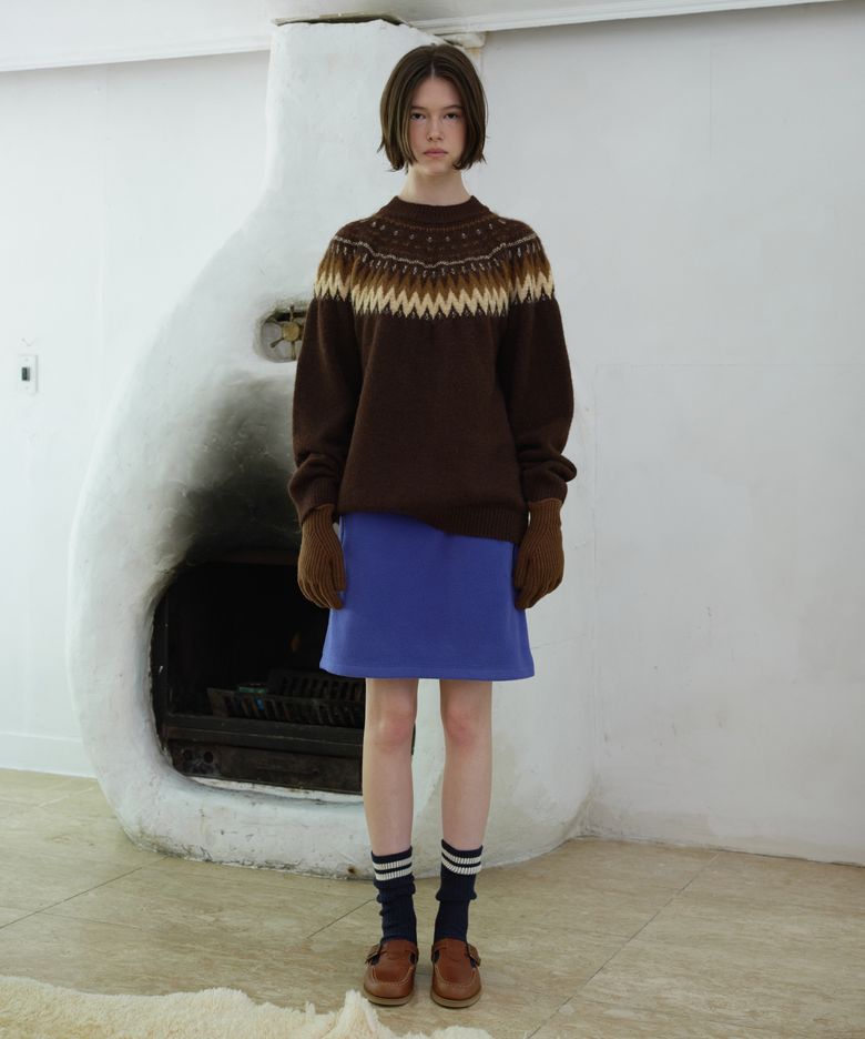 Arc Fleece Mini Skirt Blue_F263SK10