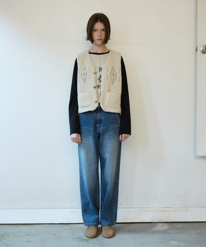 Aztec Fleece Vest Ivory_F263VE03