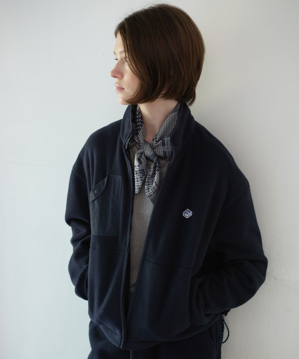 프리터(FRITUR) Round Pocket Fleece Jacket Navy_F263JP01