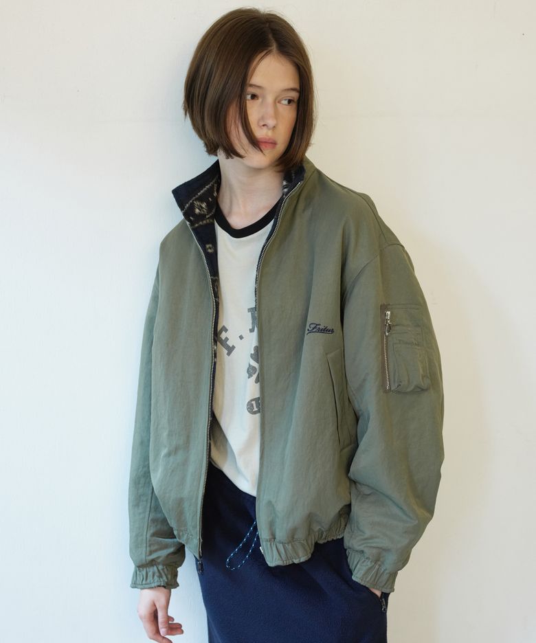 Reversible Pattern Bomber Jacket Khaki_F263JK23