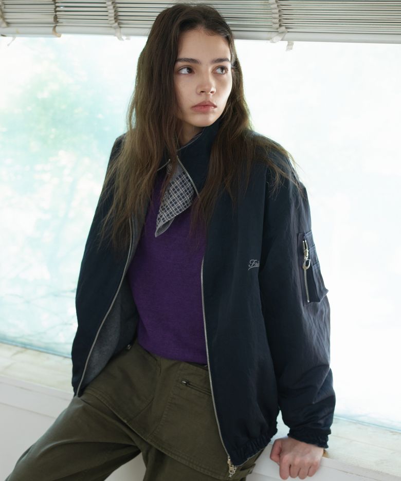 Reversible Fleece Bomber Jacket Navy_F263JK23