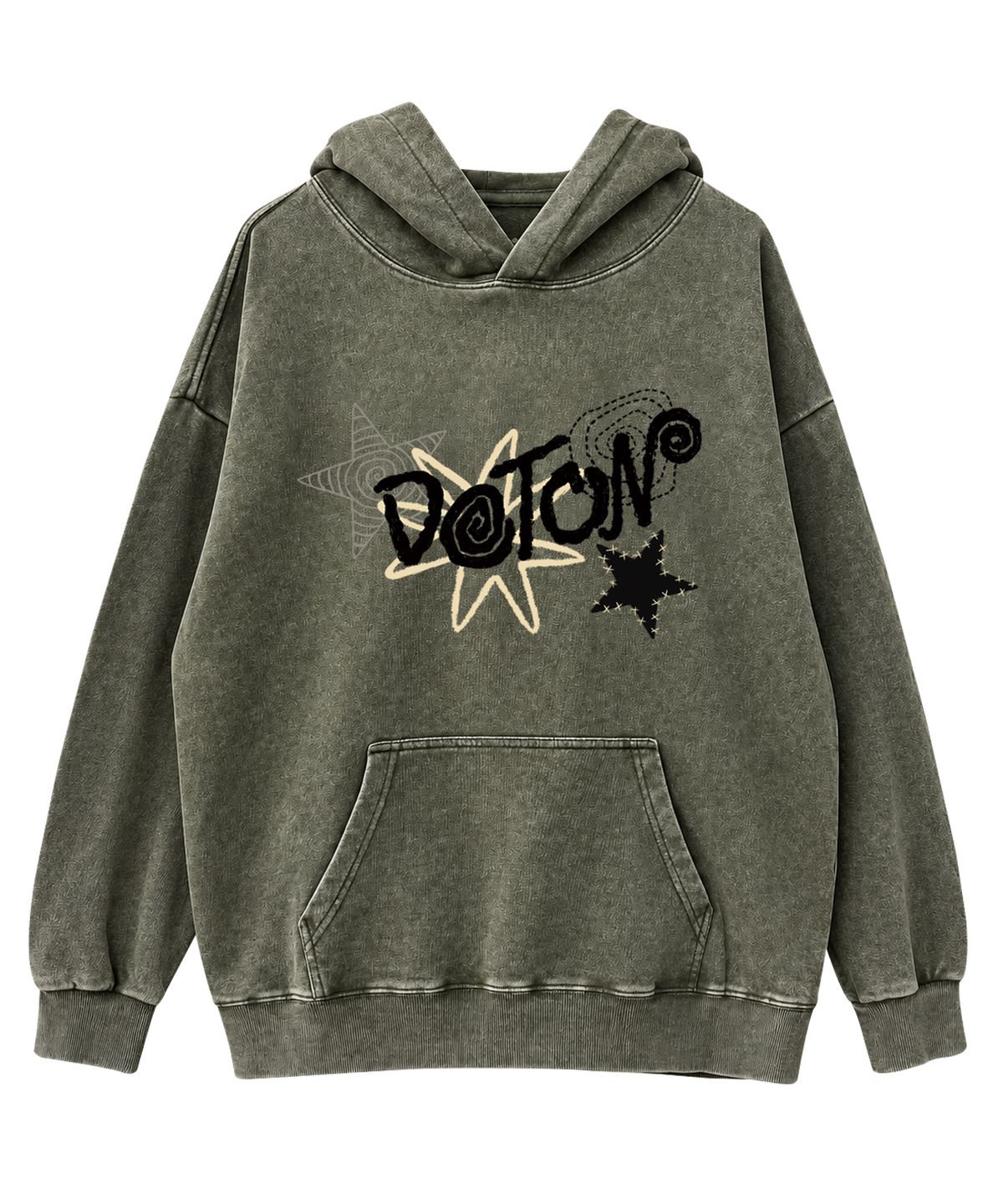 도톤(DOTON) DOODLE STAR ACID HOODIE (Khaki)
