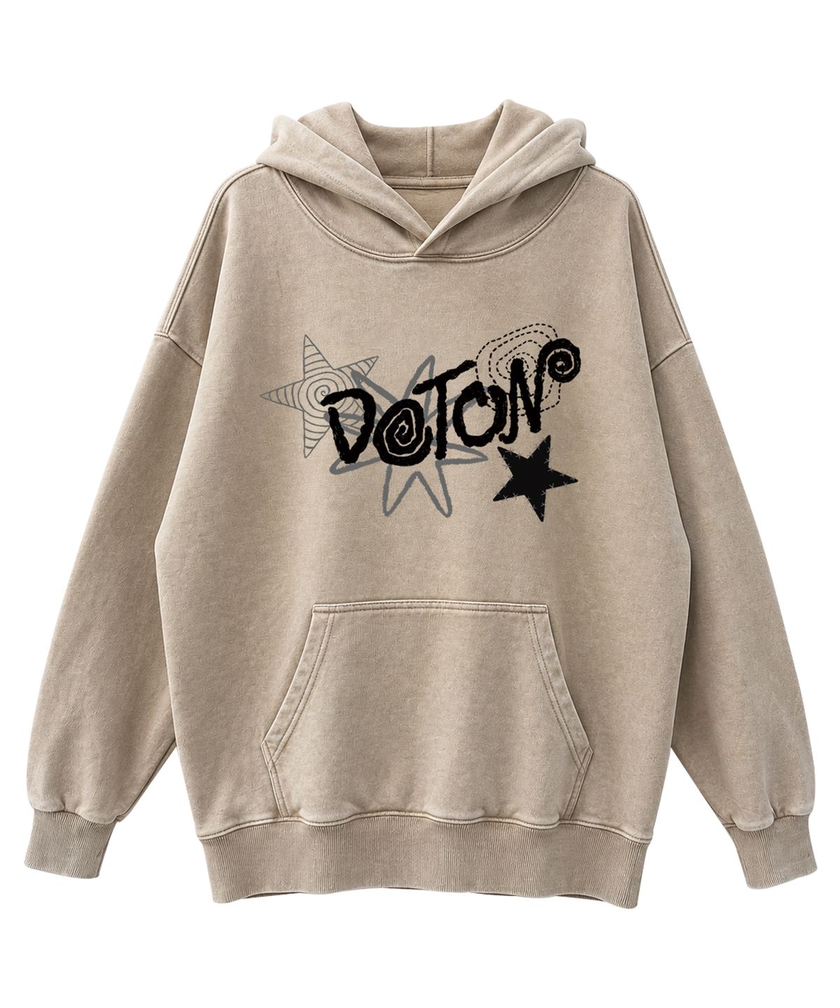 도톤(DOTON) DOODLE STAR ACID HOODIE (Beige)
