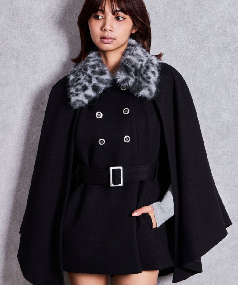 Symmetry GYDA 3way Faux Fur Cape Coat