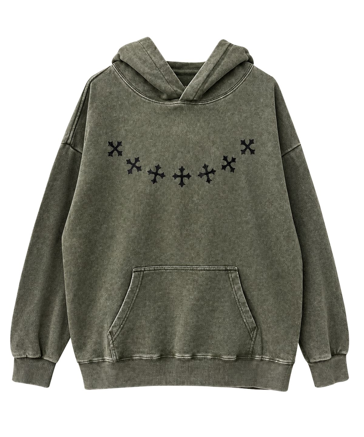 도톤(DOTON) CROSS ARC ACID HOODIE (Khaki)