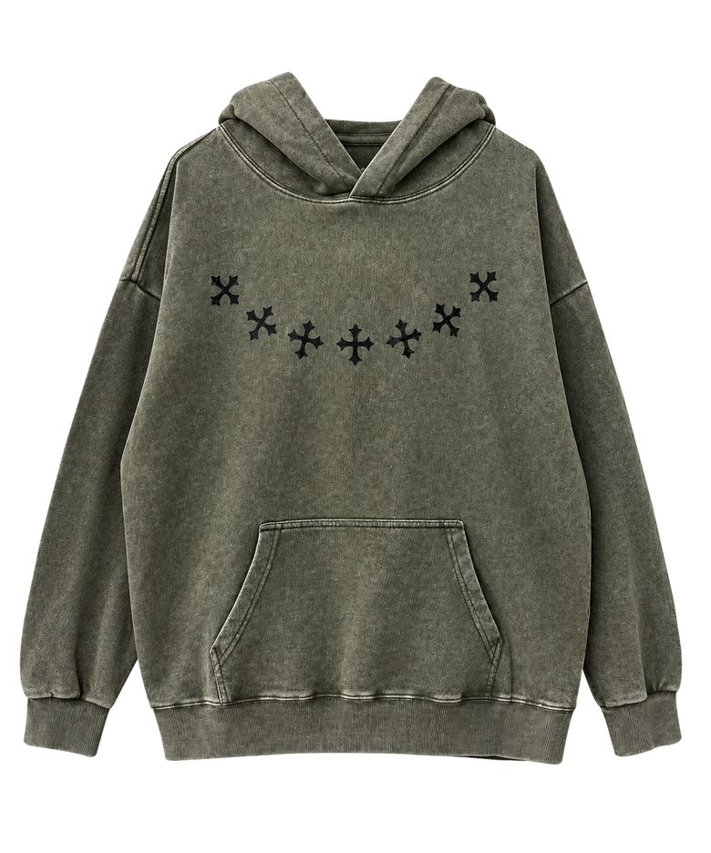 CROSS ARC ACID HOODIE (Khaki)