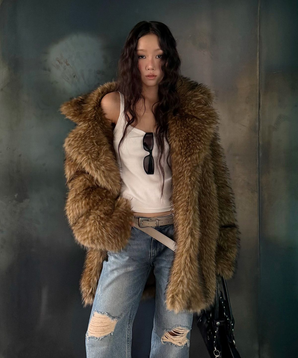 인스턴트펑크(INSTANTFUNK) [가을S PICK] VINTAGE RACOON FUR COAT - BROWN