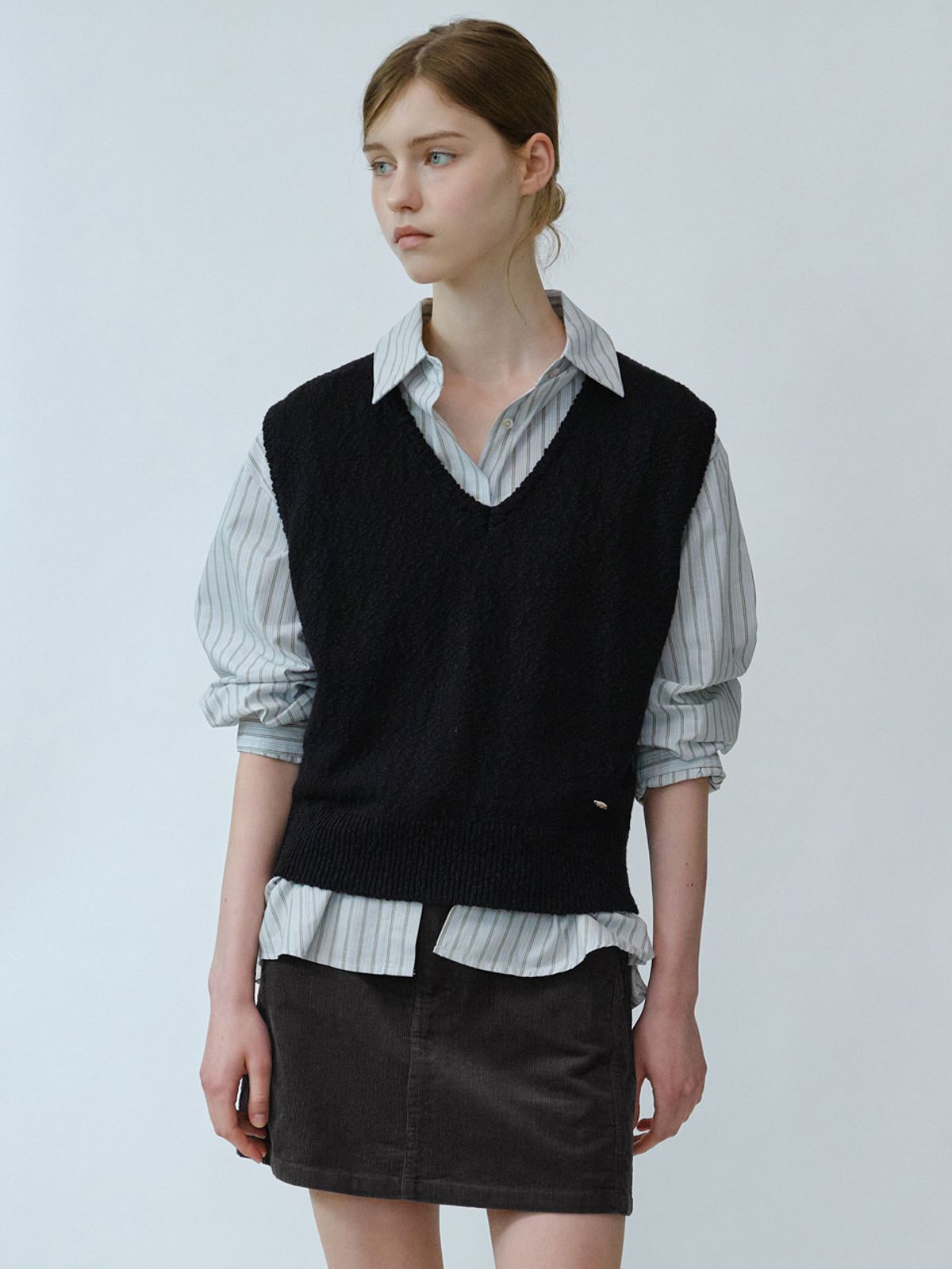 엘씨브이(LCVE) SOFT COTTON KNIT VEST_BLACK