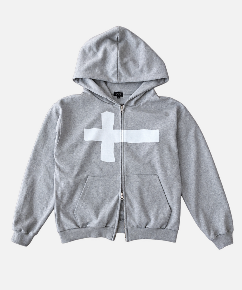 225 Cross 2way hoodie zip-up (grey)