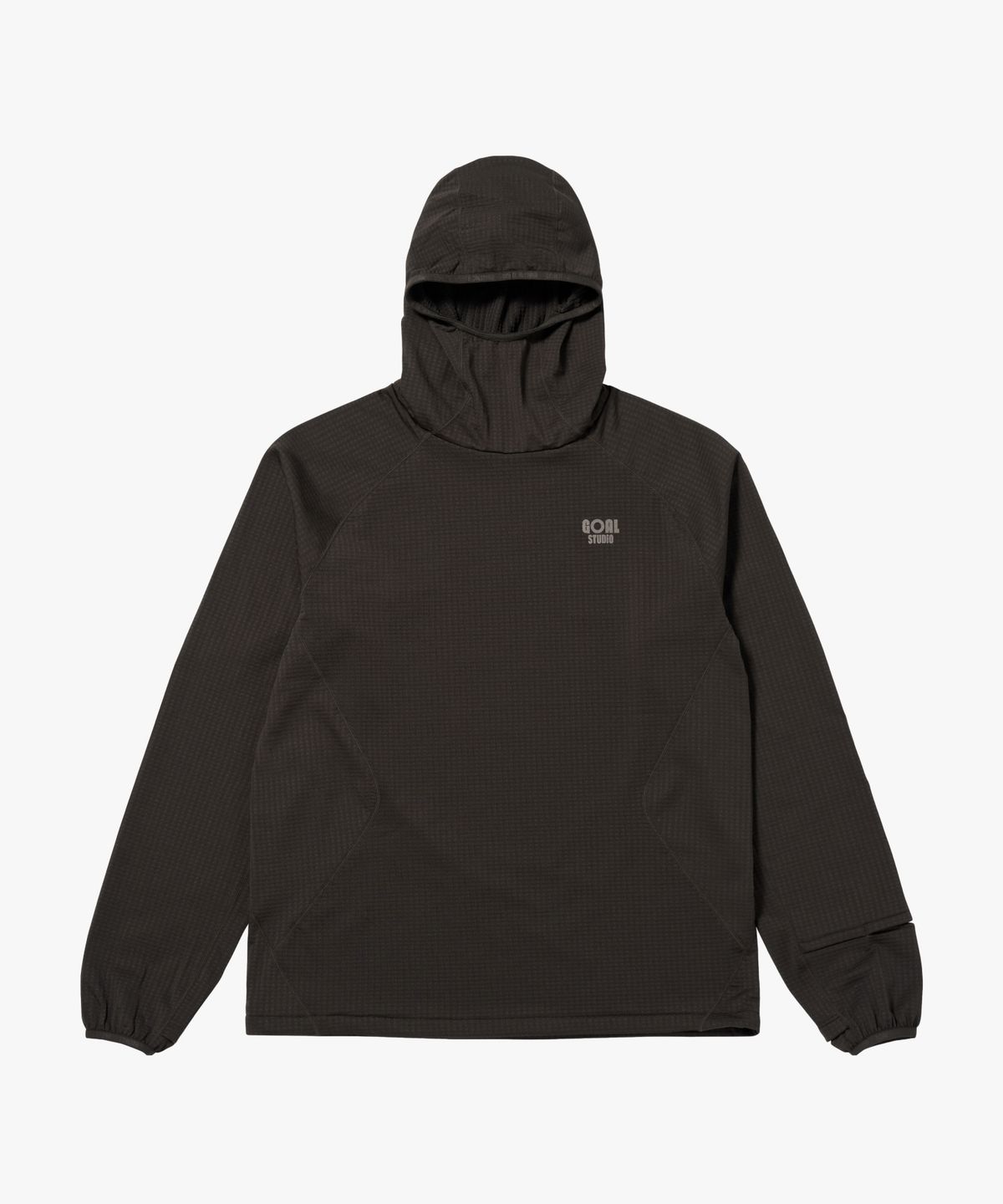 골스튜디오(GOALSTUDIO) GRID FLEECE LONG SLEEVE HOODIE-DARK CHARCOAL