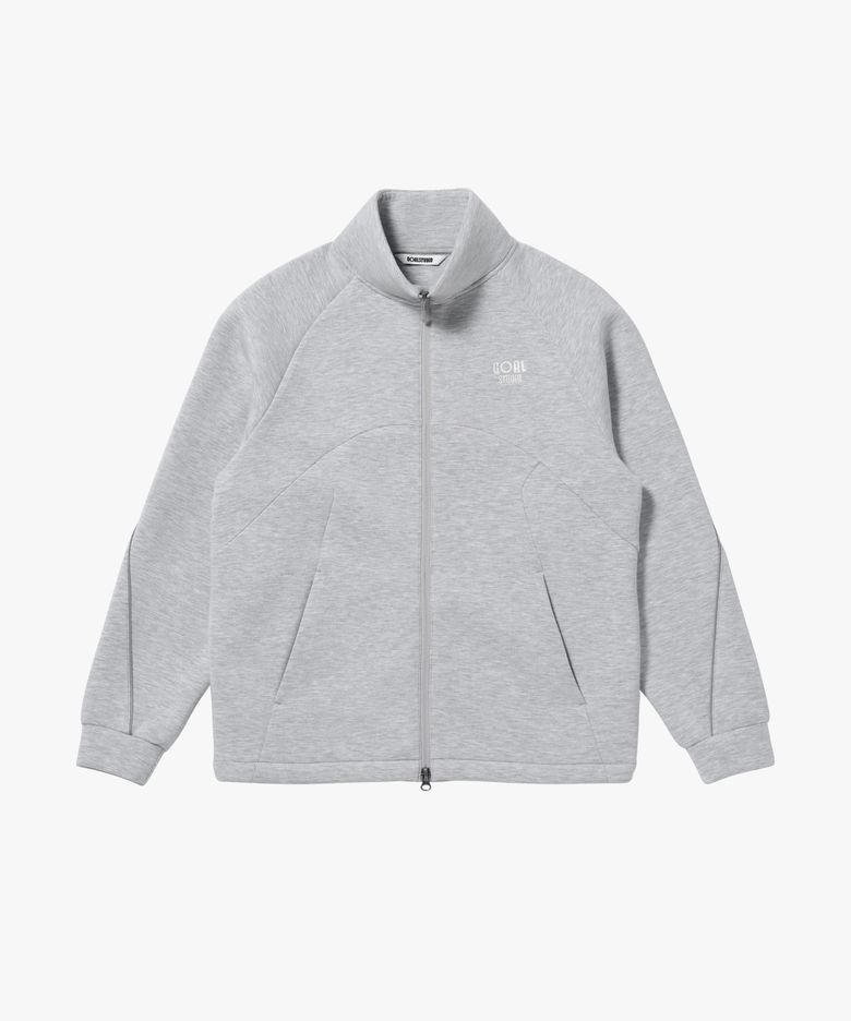ICONIC PANELED TRACK ZIP-UP-MELANGE GREY