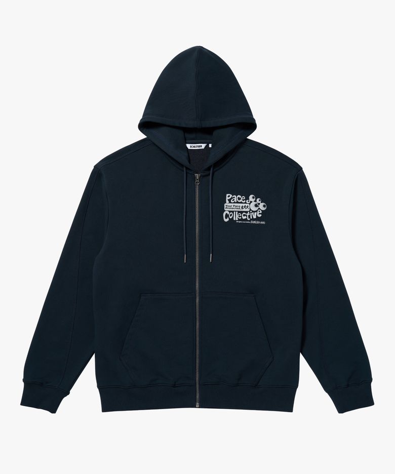 PACE YOUR GOAL FULL ZIP UP HOODIE-NAVY