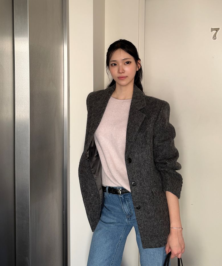 Moondust wool overfit jacket - charcoal