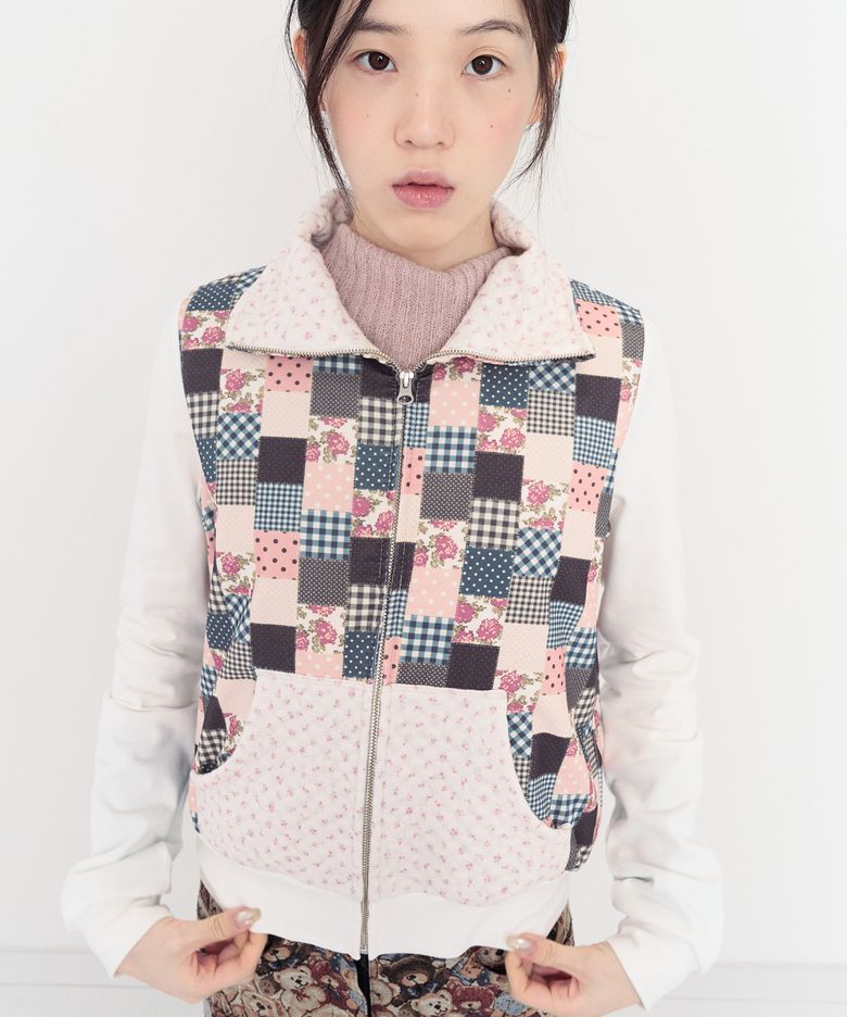 패치워크 니트 블루종 Patchwork Knit Blouson (Ivory)