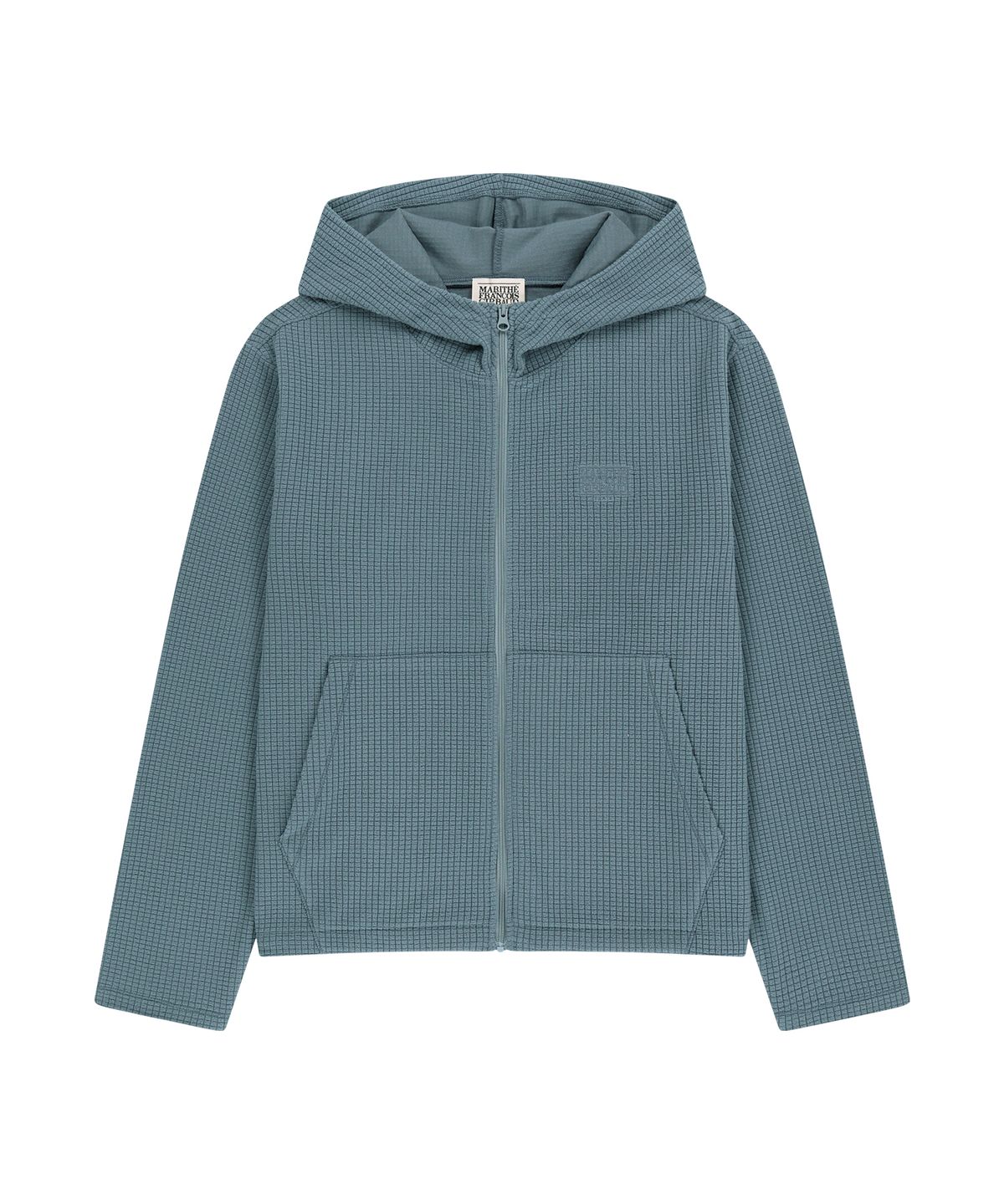 마리떼 프랑소와 저버(MARITHÉ + FRANҪOIS GIRBAUD) GRID FLEECE HOODIE ZIPUP ash blue