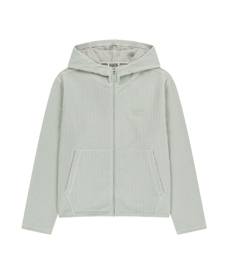 GRID FLEECE HOODIE ZIPUP ecru
