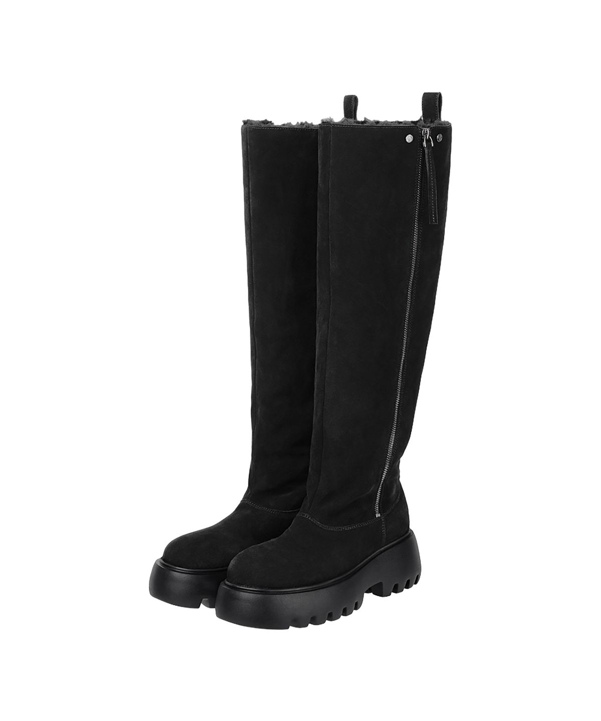 트리밍버드(TREEMINGBIRD) Flatform Suede Long Boots [ Black ]