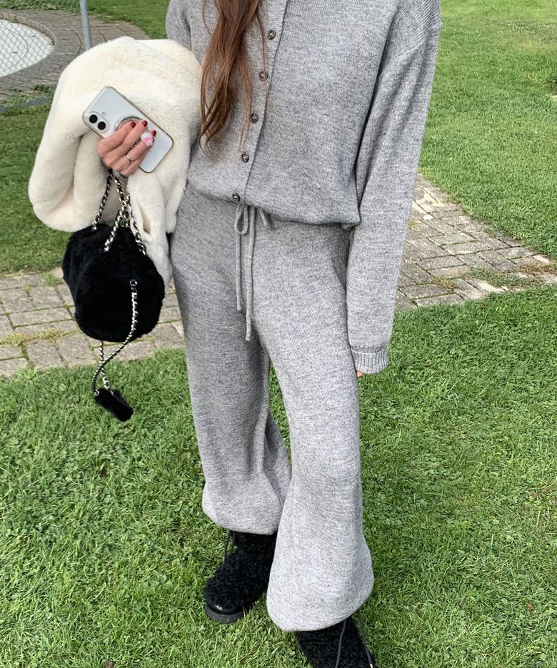 Wool Blend Knit Jumpsuit (heather grey)