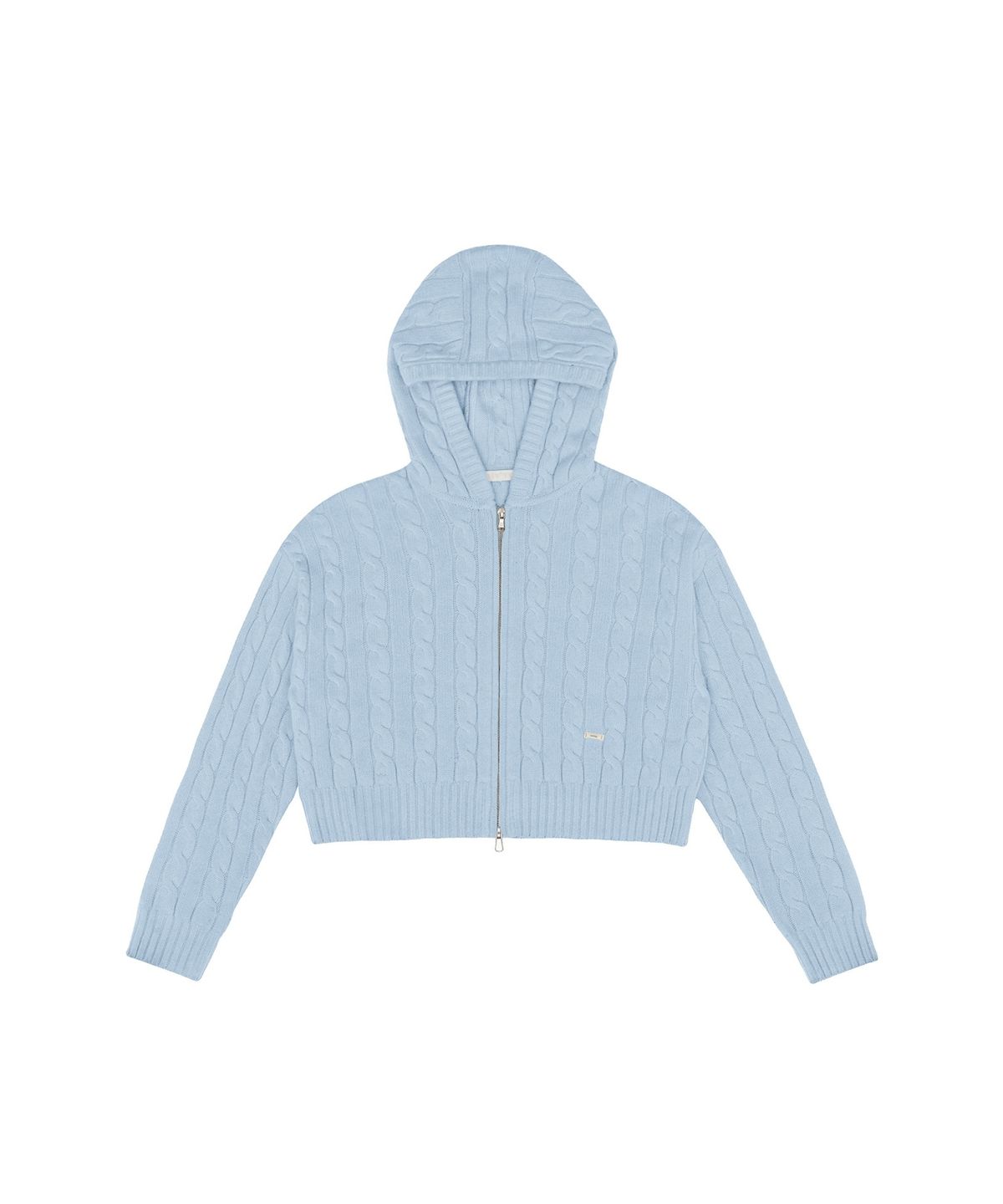 피브비(PIV’VEE) Cable Knit Zip-Up Hoodie (mist blue)