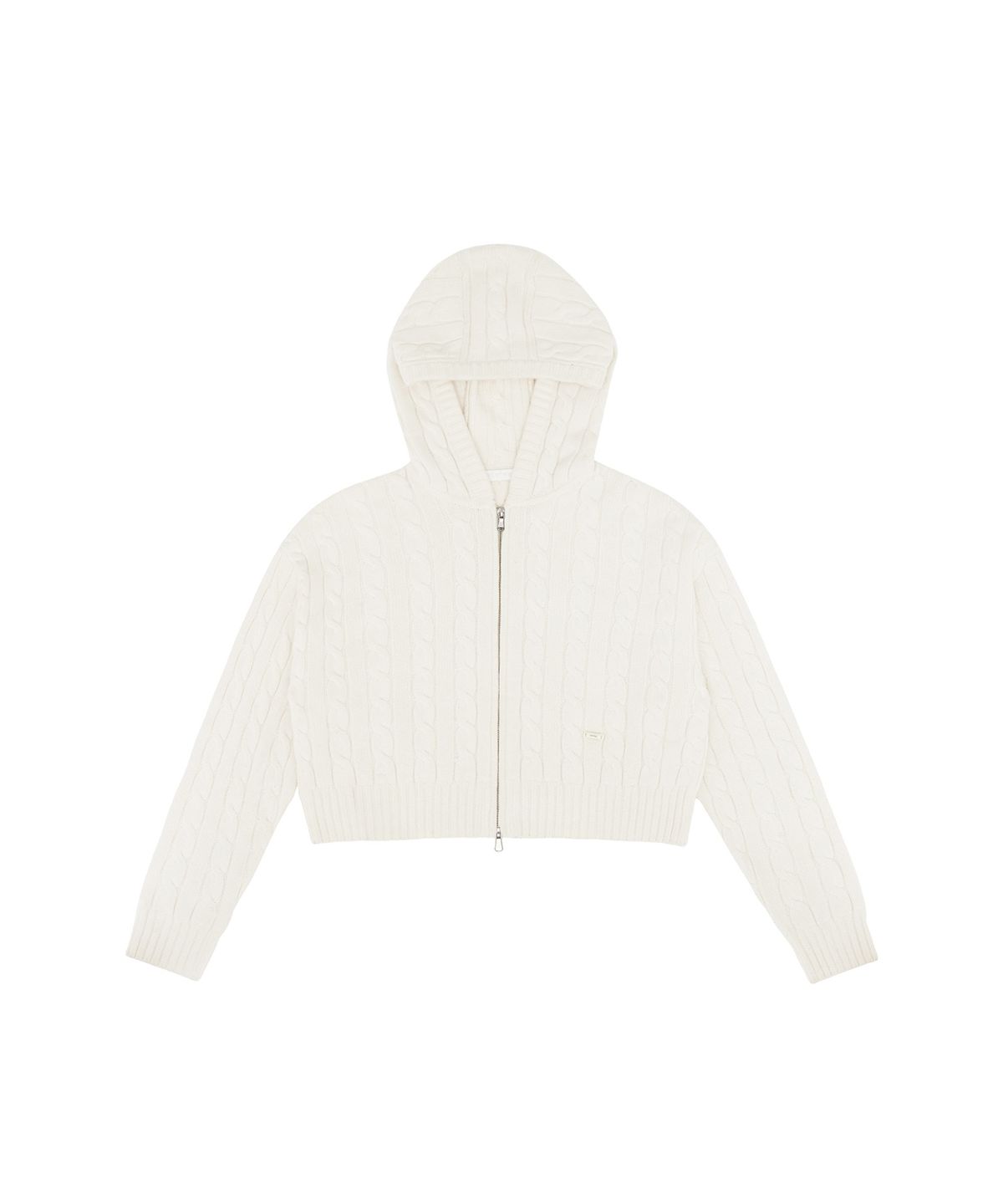 피브비(PIV’VEE) Cable Knit Zip-Up Hoodie (cloud white)