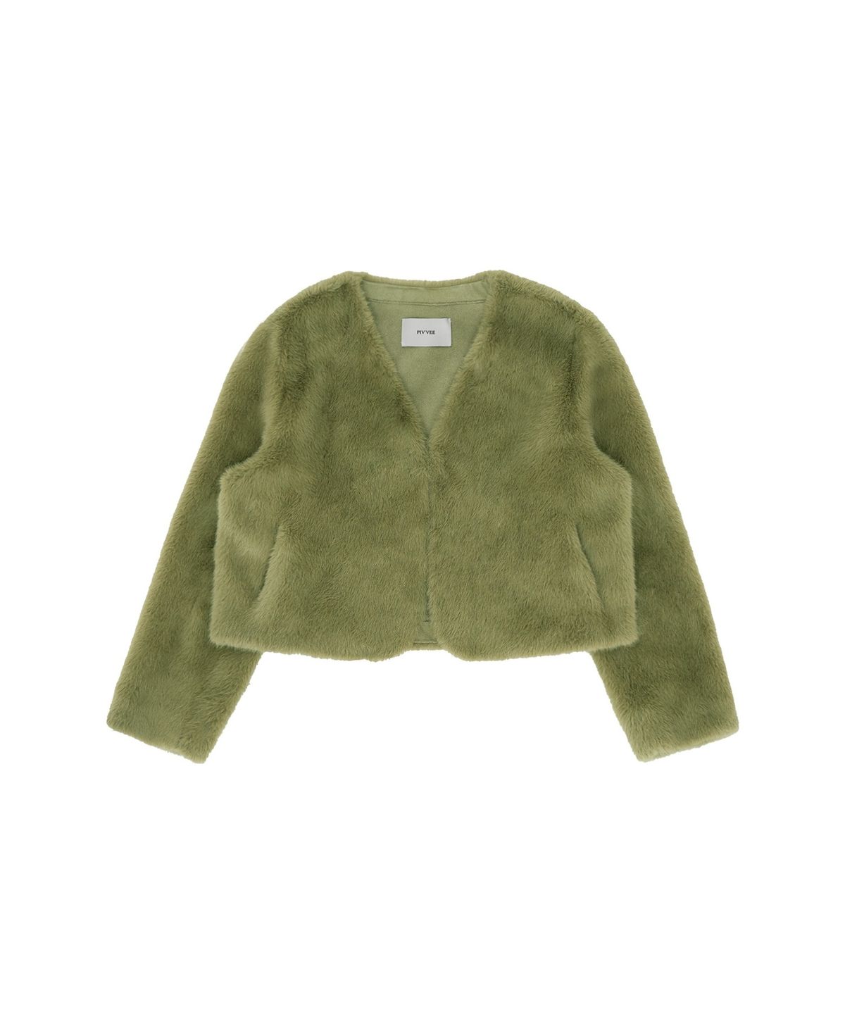 피브비(PIV’VEE) Fluffy Fur Short Jacket (olive green)