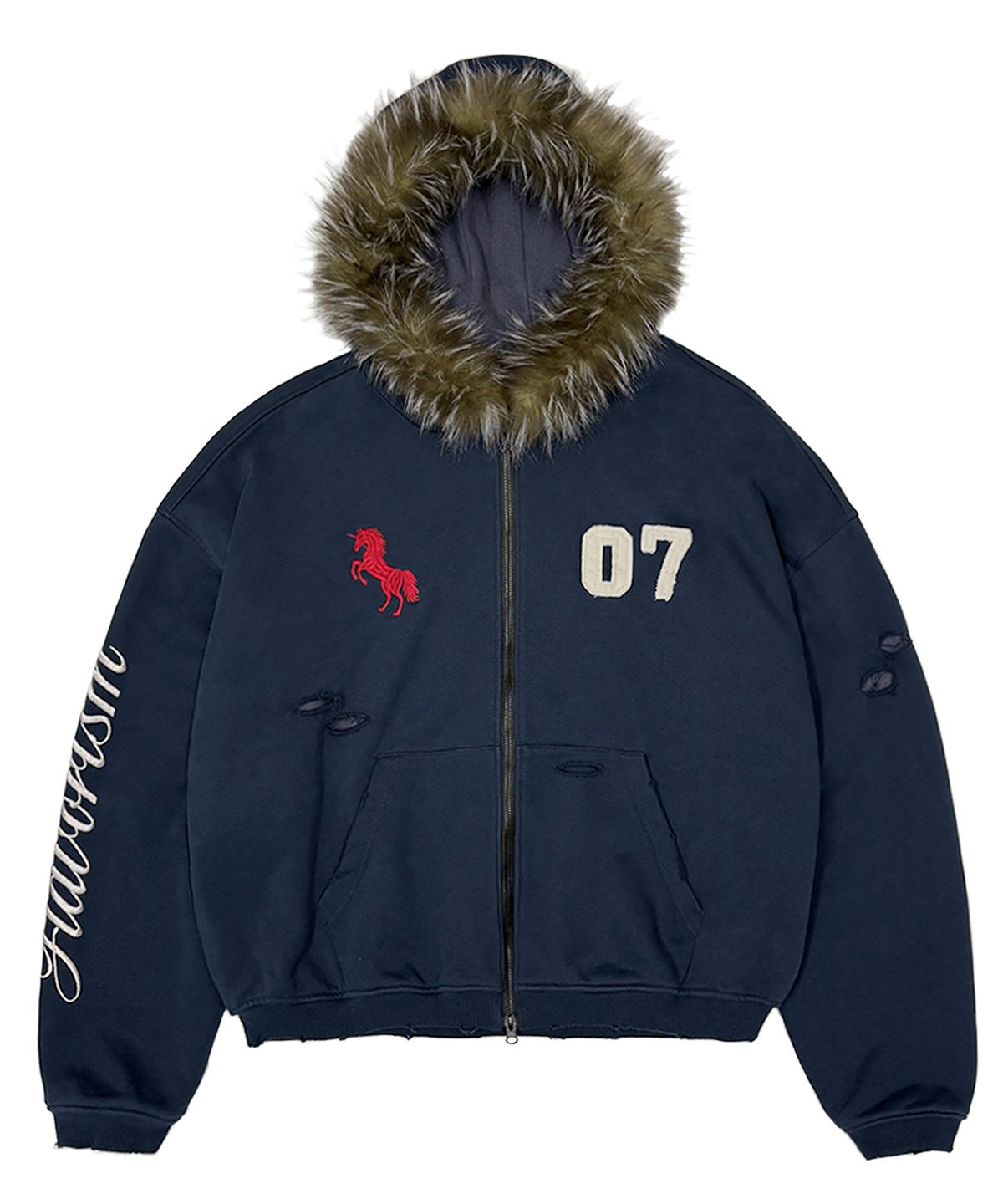 플레이버리즘(FLAVORISM) Red Horse Waffle Lining Zip Hoodie (TO0030-1)