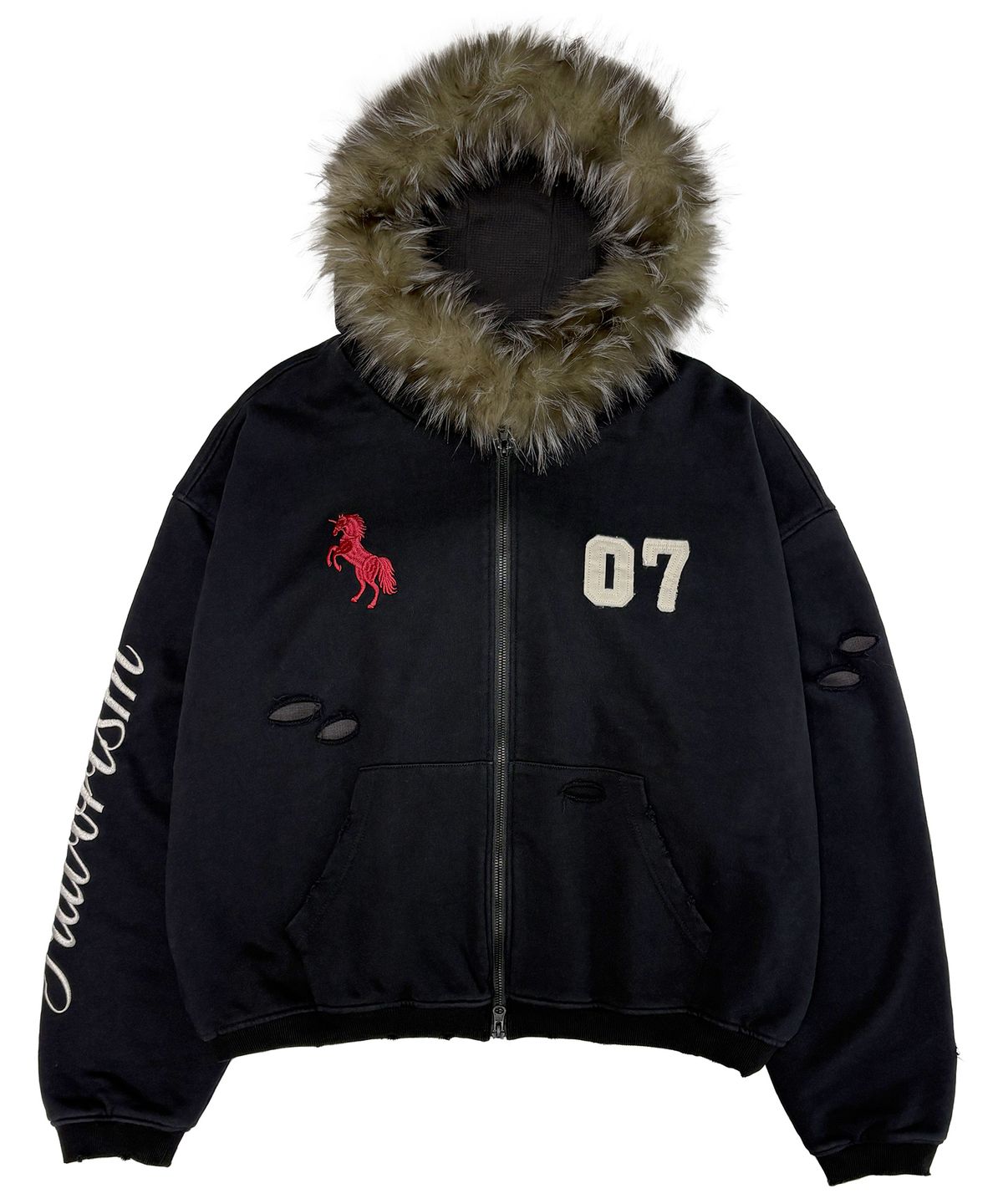 플레이버리즘(FLAVORISM) Red Horse Waffle Lining Zip Hoodie (TO0030)