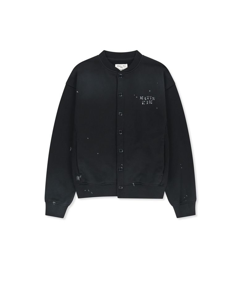 DUSTY WASHED BUTTON UP JUMPER IN BLACK