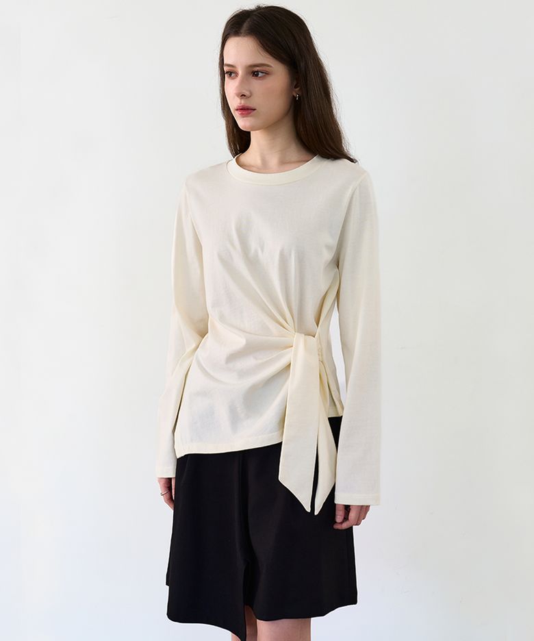 Waist Tie T-Shirt_Ivory 웨이스트 타이 티셔츠_아이보리