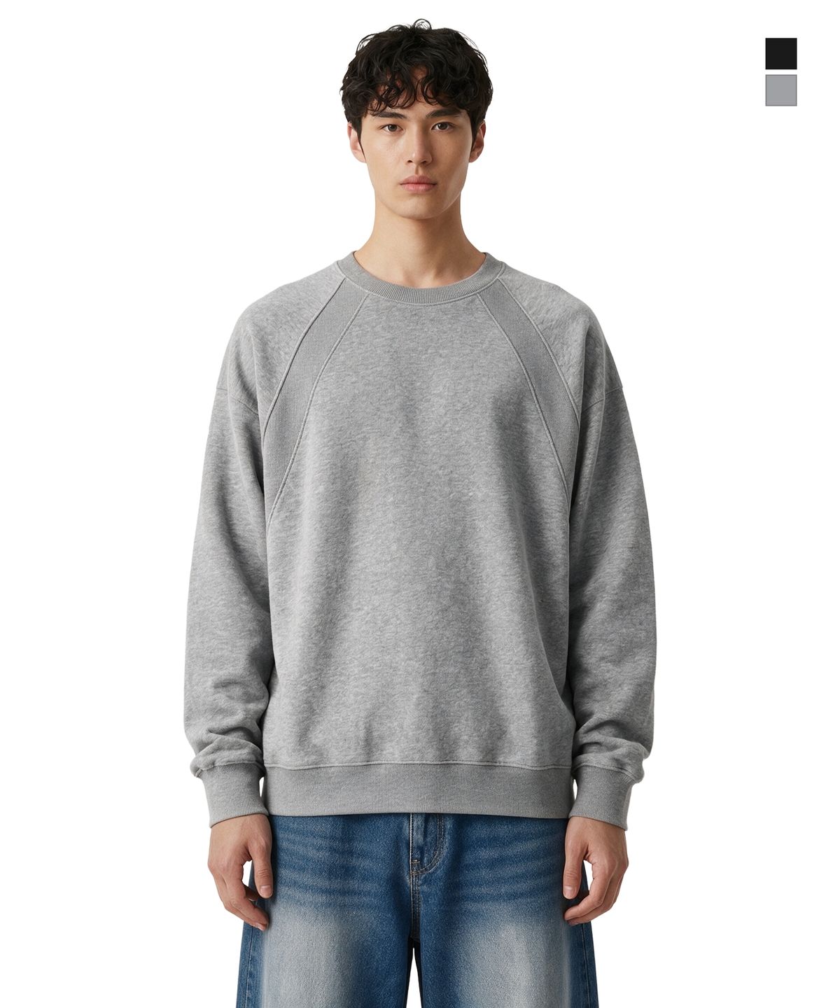 제네럴웍스(GENERAL WORKS) 절개 배색 오버핏 맨투맨 스웨트셔츠 2컬러 FW6032