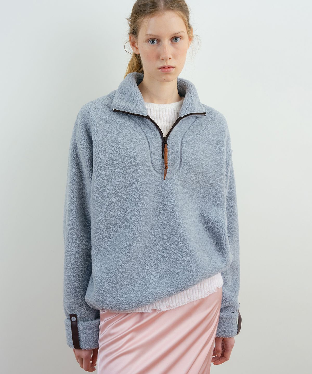 시눈(SINOON) Teddy Fleece Half Zip-Up (Soft Blue)