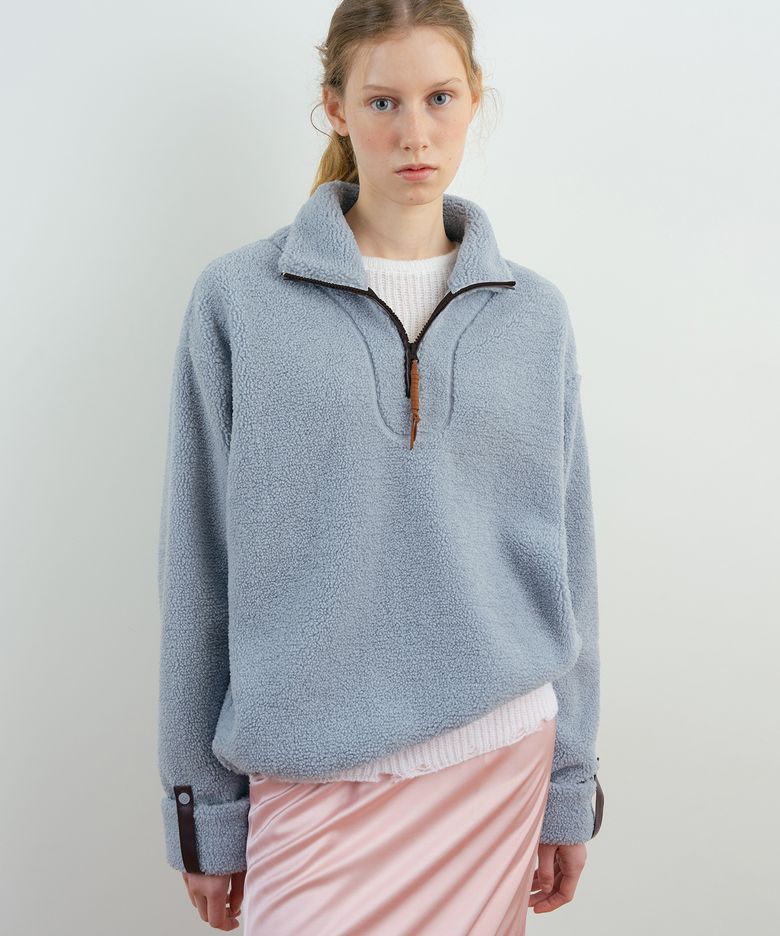 Teddy Fleece Half Zip-Up (Soft Blue)
