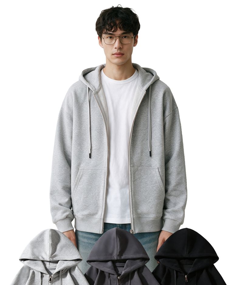 드롭숄더 오버핏 후드 집업 자켓 3컬러 FW6033