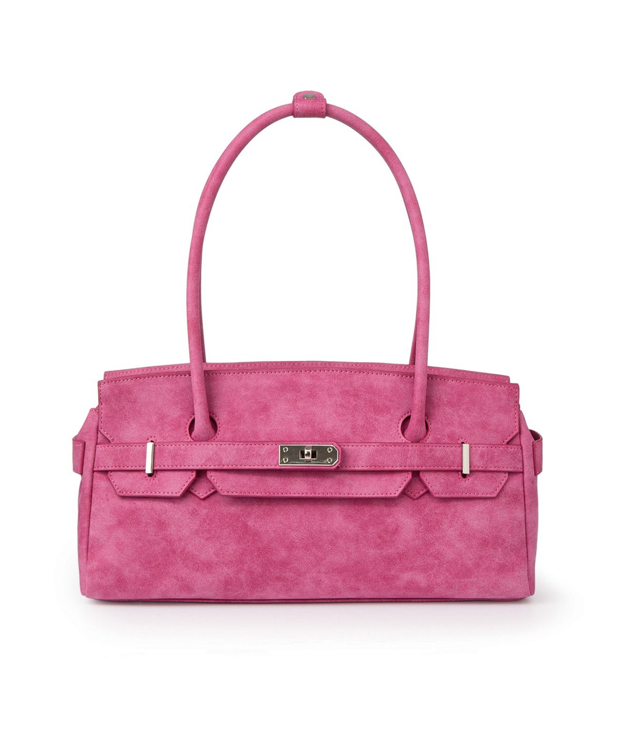 다이닛(DEINET) FAUX SUEDE TWO-WAY BAG IN DEEP PINK