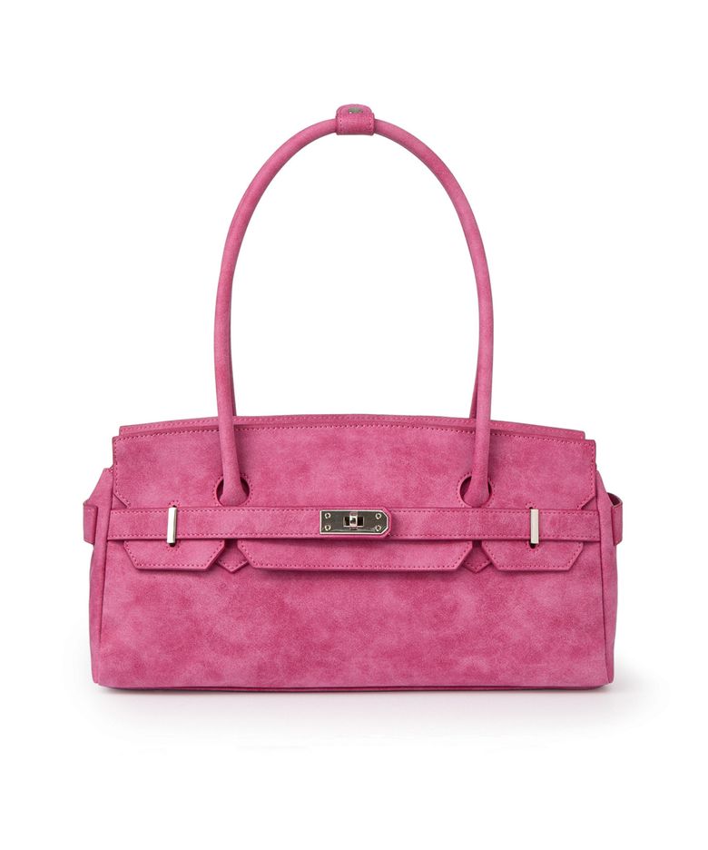 FAUX SUEDE TWO-WAY BAG IN DEEP PINK
