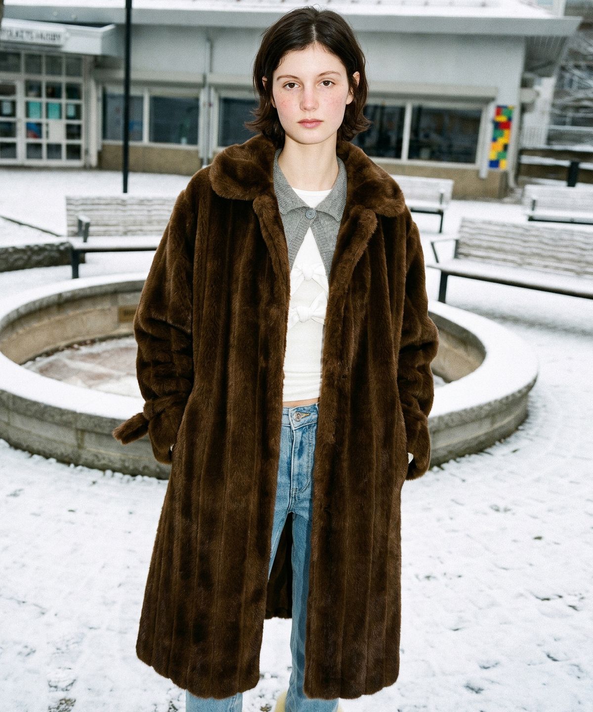 시눈(SINOON) Maxi Fur Jacket (Brown)