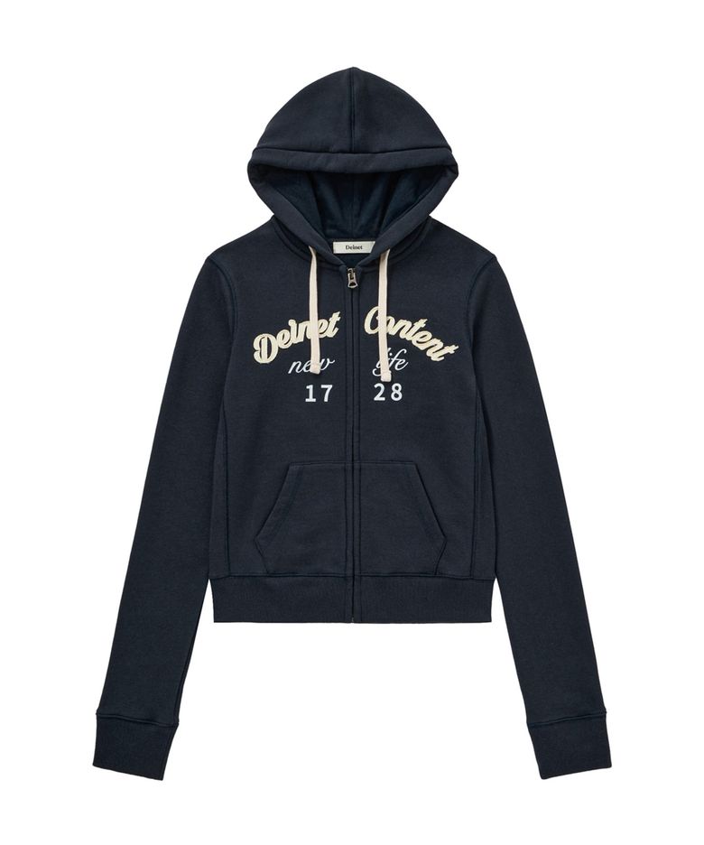 CONTENT SLIM HOOD ZIP - UP IN NAVY